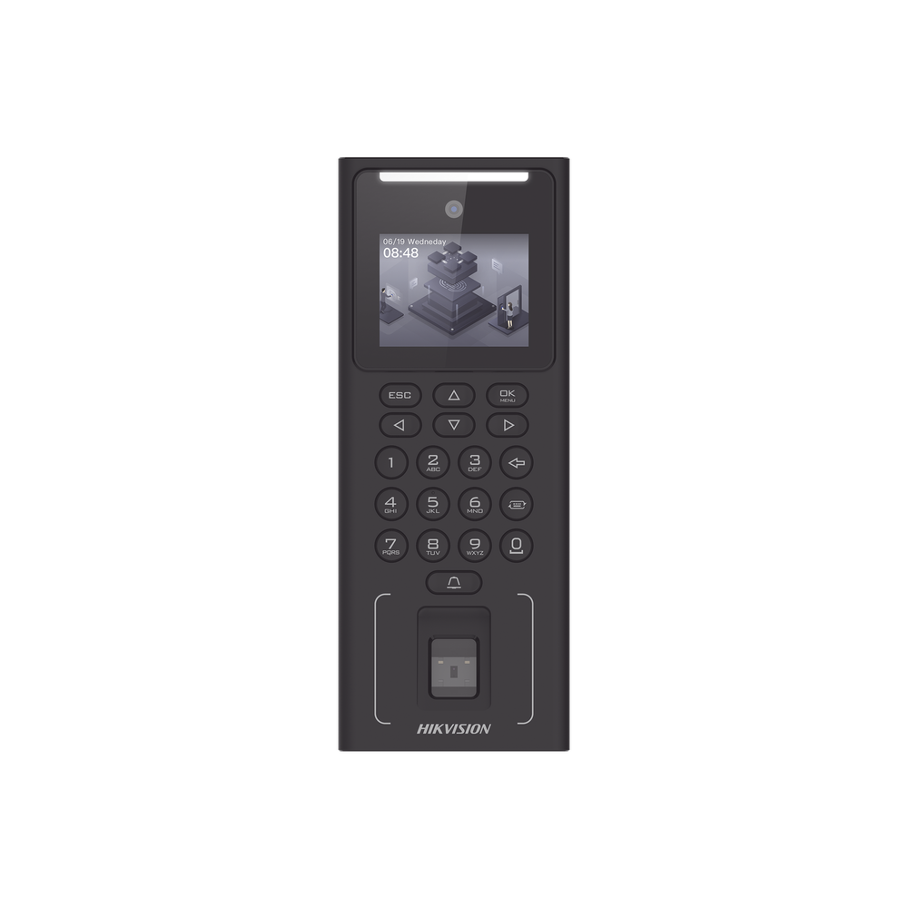 Terminal Facial Min Moe WiFi con Batería de Respaldo / Administrable por Smartphone o Nube /  Acceso y Asistencia / 500 Rostros y Lector de Tarjetas PROX EM / 3,000 Huellas / 3,000 Tarjetas / HIK-IA
