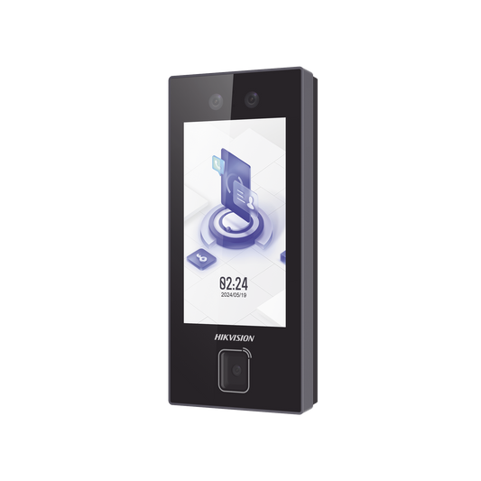 Terminal Facial Min Moe con LECTOR DE QRs FISICO Ultra Rápido  y Tarjetas MIFARE / 3000 Rostros / Pantalla 4.5" / Administrable en la Nube con HikConnect Teams  / Exterior IP65  / PoE / WiFi