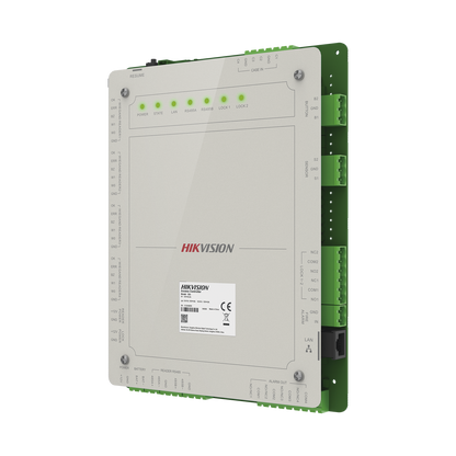 Controlador de Acceso 2 Puertas Administrable en la Nube con Hik-Connect Teams / Interfaz Web / 4 Lectores de Huella o Tarjeta / 100,000 Tarjetas / 10,000 Huellas / Incluye Gabinete y Fuente de Alimentación 12 Vcd 8 A / Soporta Batería de Re