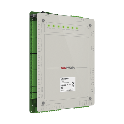 Controlador de Acceso 2 Puertas Administrable en la Nube con Hik-Connect Teams / Interfaz Web / 4 Lectores de Huella o Tarjeta / 100,000 Tarjetas / 10,000 Huellas / Incluye Gabinete y Fuente de Alimentación 12 Vcd 8 A / Soporta Batería de Re