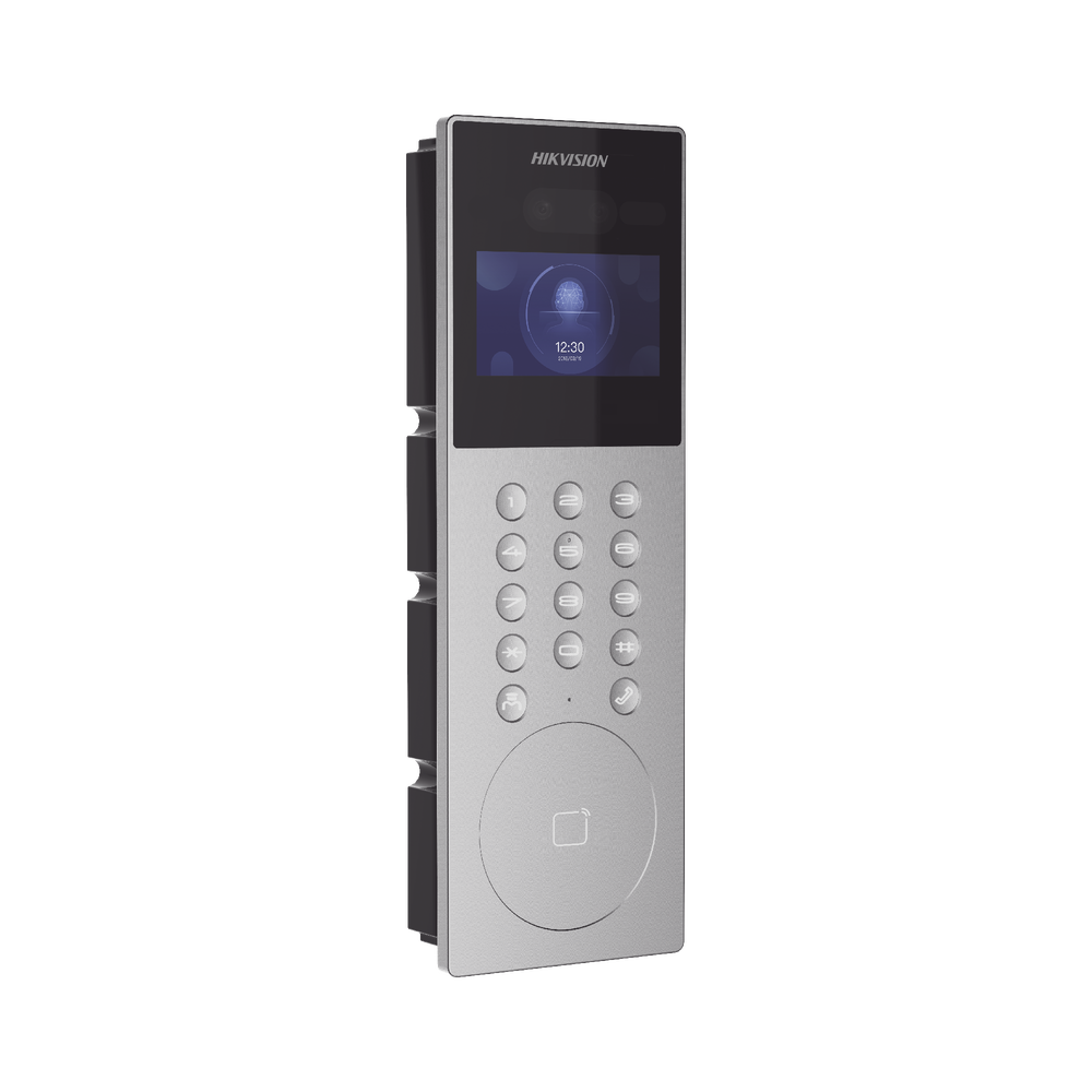 Videoportero IP Multiapartamento con Reconocimiento Facial / Llamada a App HikConnect (requiere monitor) / Protección IP65 / Apertura por Rostro, Tarjeta o App