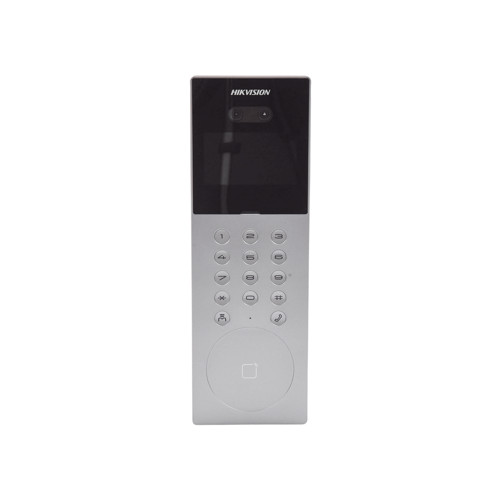 Videoportero IP Multiapartamento con Reconocimiento Facial / Llamada a App HikConnect (requiere monitor) / Protección IP65 / Apertura por Rostro, Tarjeta o App