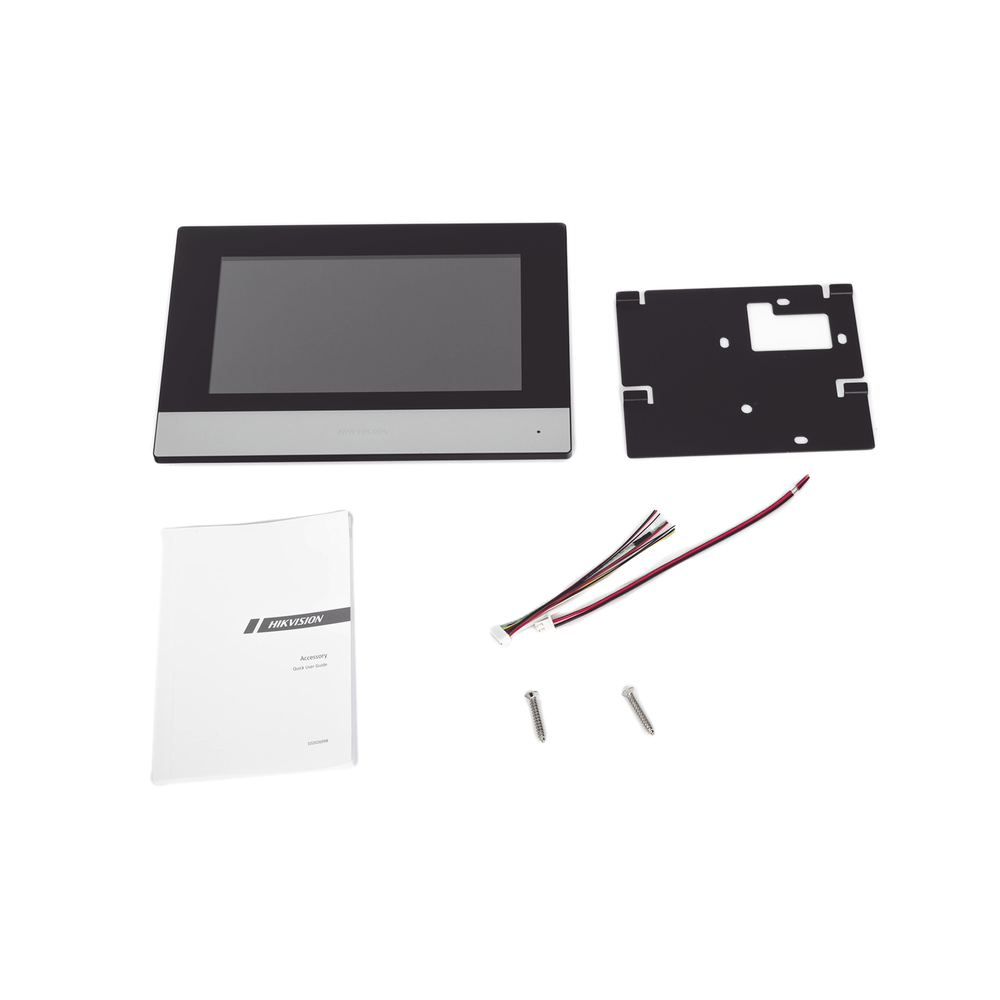 Monitor Hibrido IP WiFi Touch Screen 7" para DS-KIS303P / Vídeo en Vivo / PoE Estándar / Apertura Remota / Llamada Entre Monitores / Audio de dos vías / Policarbonato