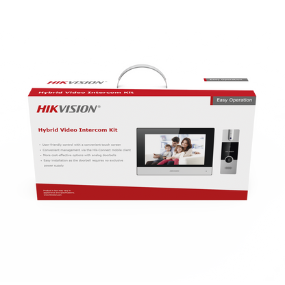 Kit de Videoportero Híbrido de Plastico / IP a 4 Hilos con Función de Llamada a App Hik-Connect / Monitor se Conecta a Internet por Cable o WiFi y por 4 Hilos al Frente de Calle / Expandible a Mas Equipos