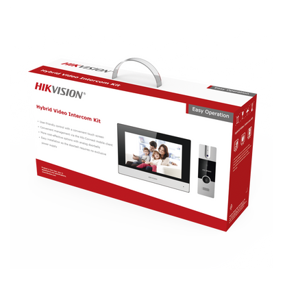 Kit de Videoportero Híbrido de Plastico / IP a 4 Hilos con Función de Llamada a App Hik-Connect / Monitor se Conecta a Internet por Cable o WiFi y por 4 Hilos al Frente de Calle / Expandible a Mas Equipos