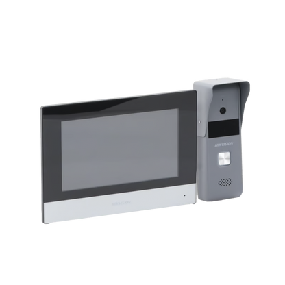 Kit de Videoportero Analógico de Metal / IP a 4 Hilos con Función de Llamada a App Hik-Connect / Monitor se Conecta a Internet por Cable o WiFi y por 4 Hilos al Frente de Calle  IP65 / Expandible a Mas Equipos