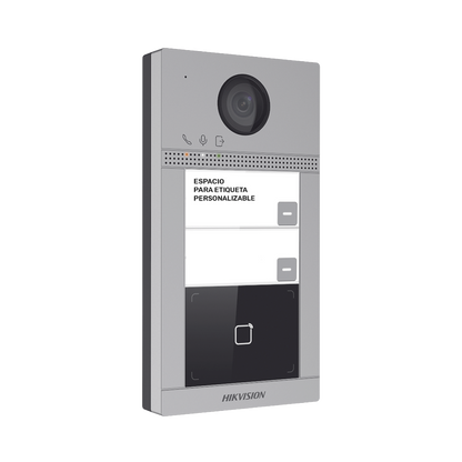 Videoportero IP 2 Megapixel / Llamada y Apertura Remota desde App Hik-Connect (requiere monitor) / PoE / Exterior IP65 + Antivandalico IK08 / 2 Departamentos / Apertura con Tarjeta / Soporta 2 Puertas y hasta 6 Monitores