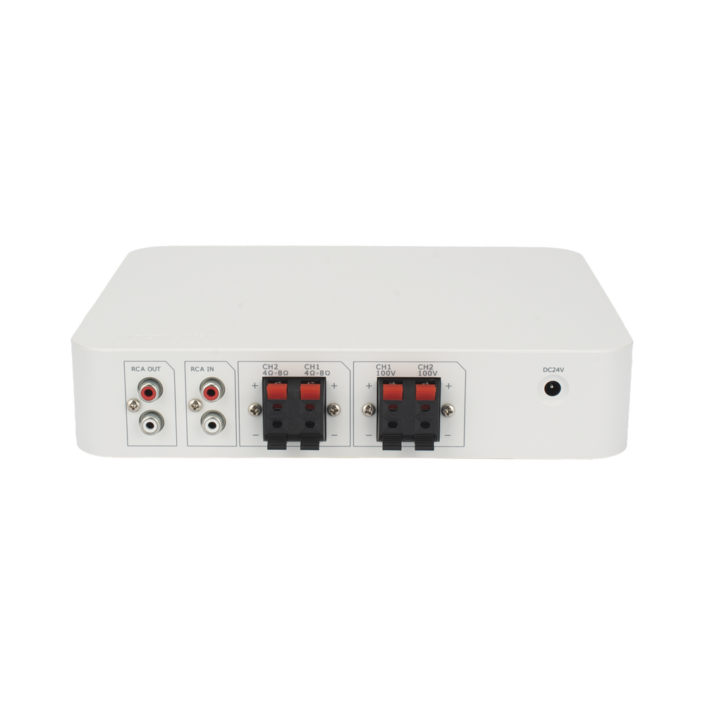 Amplificador | Bluetooth | 2 Canales con Control de volumen Independiente | 30 W por Canal | Salida 4-8 &Omega; x 2 | 100V COM x 2 | Una Zona | Música Ambiental