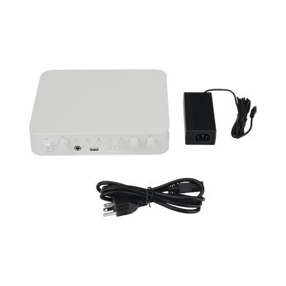 Amplificador | Bluetooth | 2 Canales con Control de volumen Independiente | 30 W por Canal | Salida 4-8 &Omega; x 2 | 100V COM x 2 | Una Zona | Música Ambiental