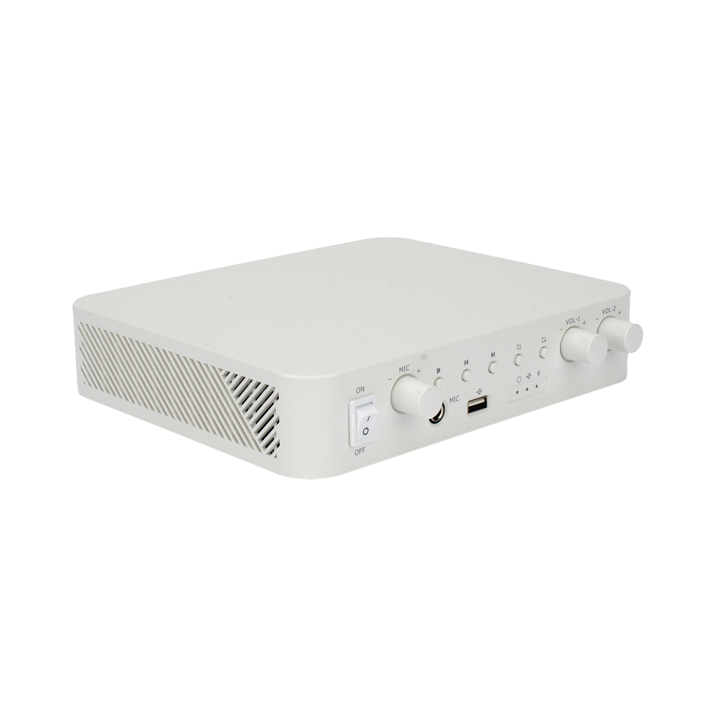Amplificador | Bluetooth | 2 Canales con Control de volumen Independiente | 30 W por Canal | Salida 4-8 &Omega; x 2 | 100V COM x 2 | Una Zona | Música Ambiental