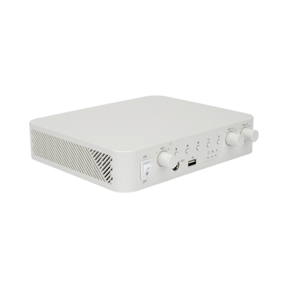 Amplificador | Bluetooth | 2 Canales con Control de volumen Independiente | 30 W por Canal | Salida 4-8 &Omega; x 2 | 100V COM x 2 | Una Zona | Música Ambiental