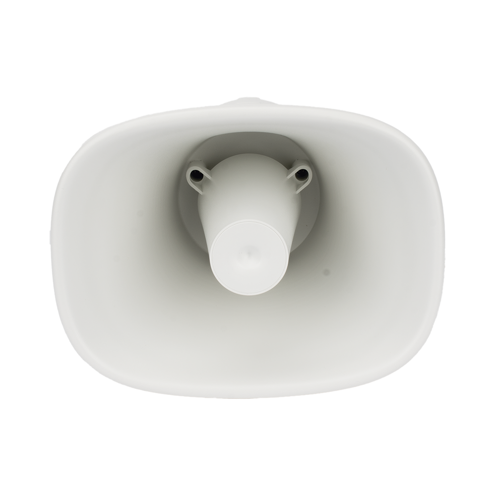 Bocina (Altavoz IP ) | Tipo Trompeta | 25 Watts | 24VCD | Exterior IP67 | Metal | Entrada de alarma | Voceo en tiempo real | Calendarización de audios | Síntesis de Voz (TTS)