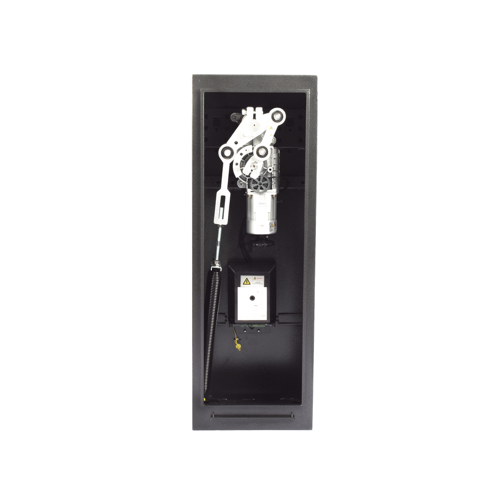 Barrera Vehicular IZQUIERDA / Brazo Incluido Ajustable de 2 a 4 mts / Apertura en 3 Segundos / Incluye Banda Protectora Antigolpe de Vehiculos / Protección IP54 / Compatible con Cualquier Control de Acceso