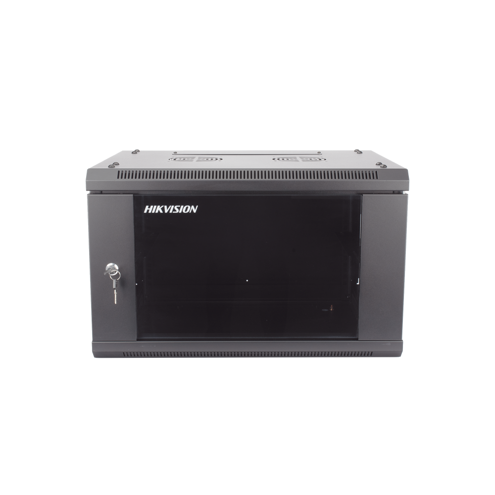 Gabinete para Montaje en Pared - Piso / Puerta de Cristal Templado / Cuerpo Fijo / 6 Unidades de Rack / 19" / Fabricado en Acero