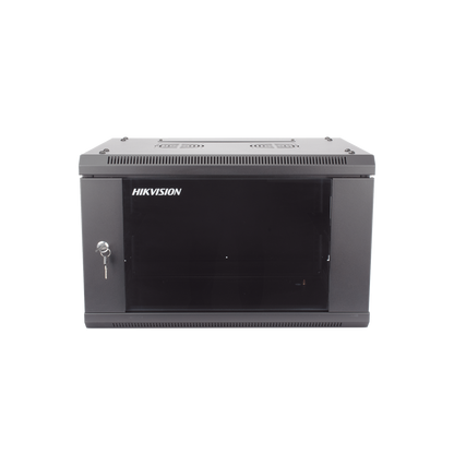 Gabinete para Montaje en Pared - Piso / Puerta de Cristal Templado / Cuerpo Fijo / 6 Unidades de Rack / 19" / Fabricado en Acero