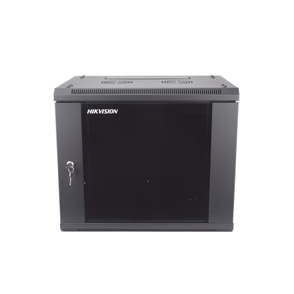 Gabinete para Montaje en Pared - Piso / Puerta de Cristal Templado / Cuerpo Fijo / 9 Unidades de Rack / 19" / Fabricado en Acero