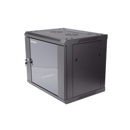 Gabinete para Montaje en Pared - Piso / Puerta de Cristal Templado / Cuerpo Fijo / 9 Unidades de Rack / 19" / Fabricado en Acero