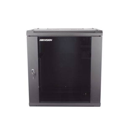 Gabinete para Montaje en Pared - Piso / Puerta de Cristal Templado / Cuerpo Fijo / 12 Unidades de Rack / 19" / Fabricado en Acero