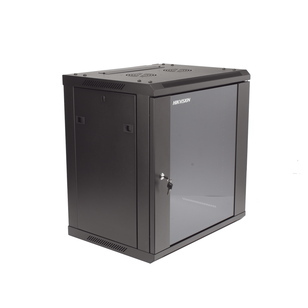 Gabinete para Montaje en Pared - Piso / Puerta de Cristal Templado / Cuerpo Fijo / 12 Unidades de Rack / 19" / Fabricado en Acero