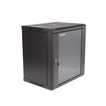 Gabinete para Montaje en Pared - Piso / Puerta de Cristal Templado / Cuerpo Fijo / 12 Unidades de Rack / 19" / Fabricado en Acero