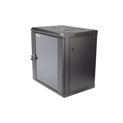 Gabinete para Montaje en Pared - Piso / Puerta de Cristal Templado / Cuerpo Fijo / 12 Unidades de Rack / 19" / Fabricado en Acero