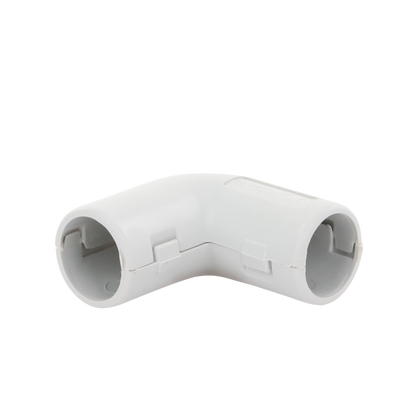 Unión en "L" (Codo) para tubería rígida, recomendado para cable eléctrico, PVC Auto-extinguible, de 16 mm