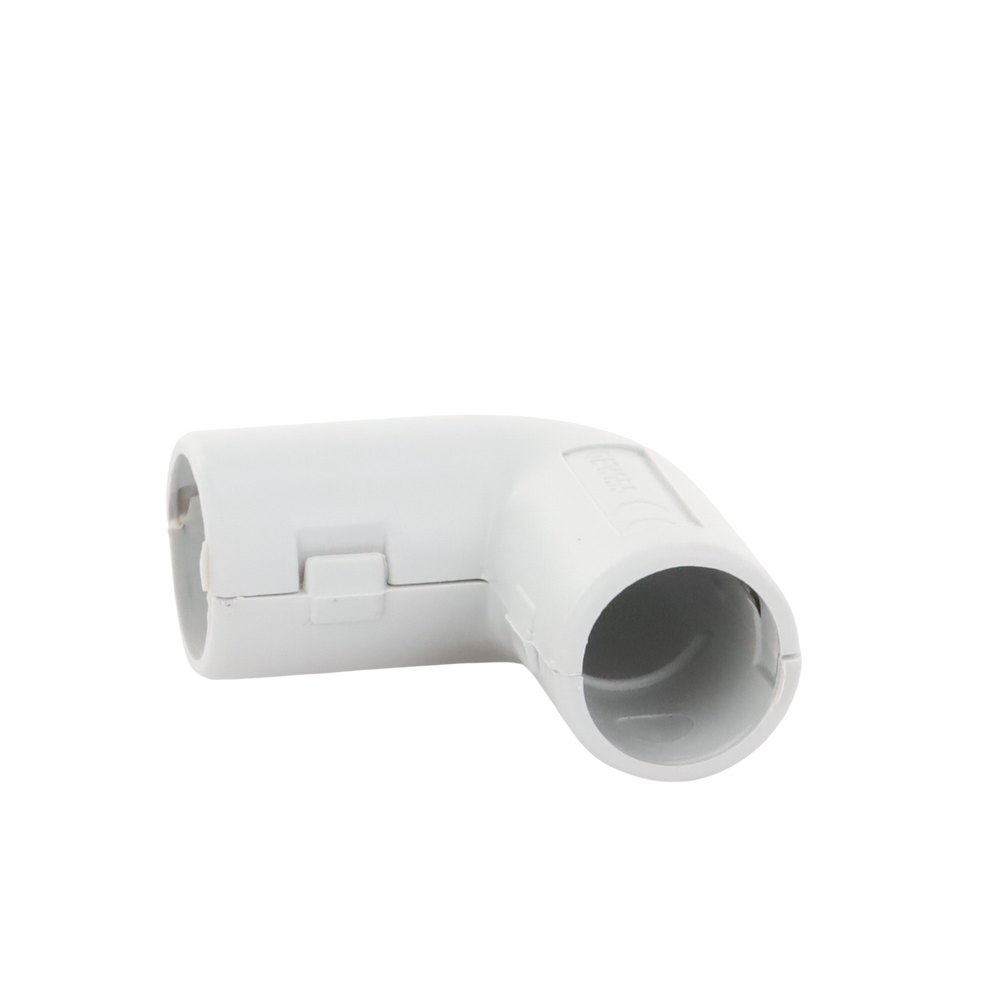 Unión en "L" (Codo) para tubería rígida, recomendado para cable eléctrico, PVC Auto-extinguible, de 16 mm