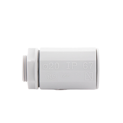 Conector de tubería rígida a caja (Racor), PVC Auto-extinguible, de 20 mm