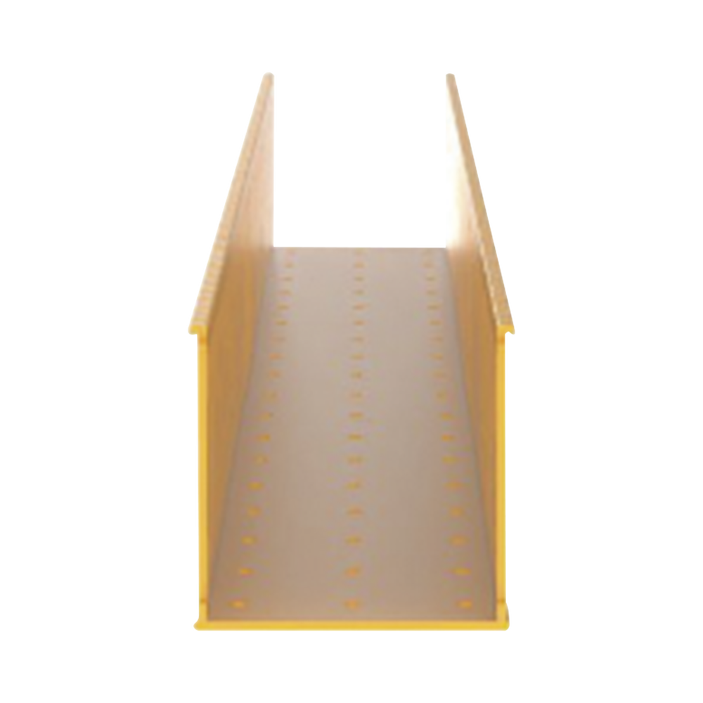 Canaleta Ranurada de PVC sin Tapa, Fiber-Duct™, 4 in de Ancho, 4 in de Alto y 1828.8 mm de Largo, Color Amarillo