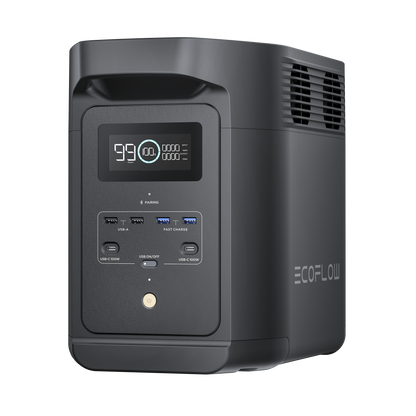 Estación de Energía Portátil de 980Wh Litio LFP / 10 Puertos AC 500 W (Max. 1000W) / 2 USB-C 100W / Cargador de Coche 10A a 12.6V / Conectividad WiFi y Bluetooth (App) / Carga Solar 500W Max.
