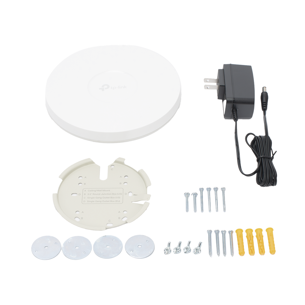 Punto de Acceso Omada / Wi-Fi 6 AX1800 MU-MIMO 2x2 / Mesh Omada / Alta Densidad de Usuarios / Configuración por Controlador o Stand-Alone / Para Montaje en Techo/pared / Alimentación PoE+
