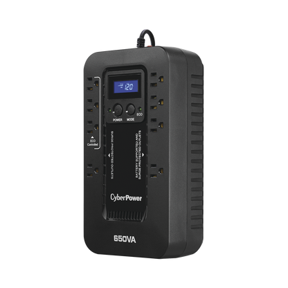 UPS de 650 VA/390 W, Topología Standby con Modo Ahorrador ECO, Entrada 120 Vca NEMA 5-15P, Con 8 Tomas NEMA 5-15R