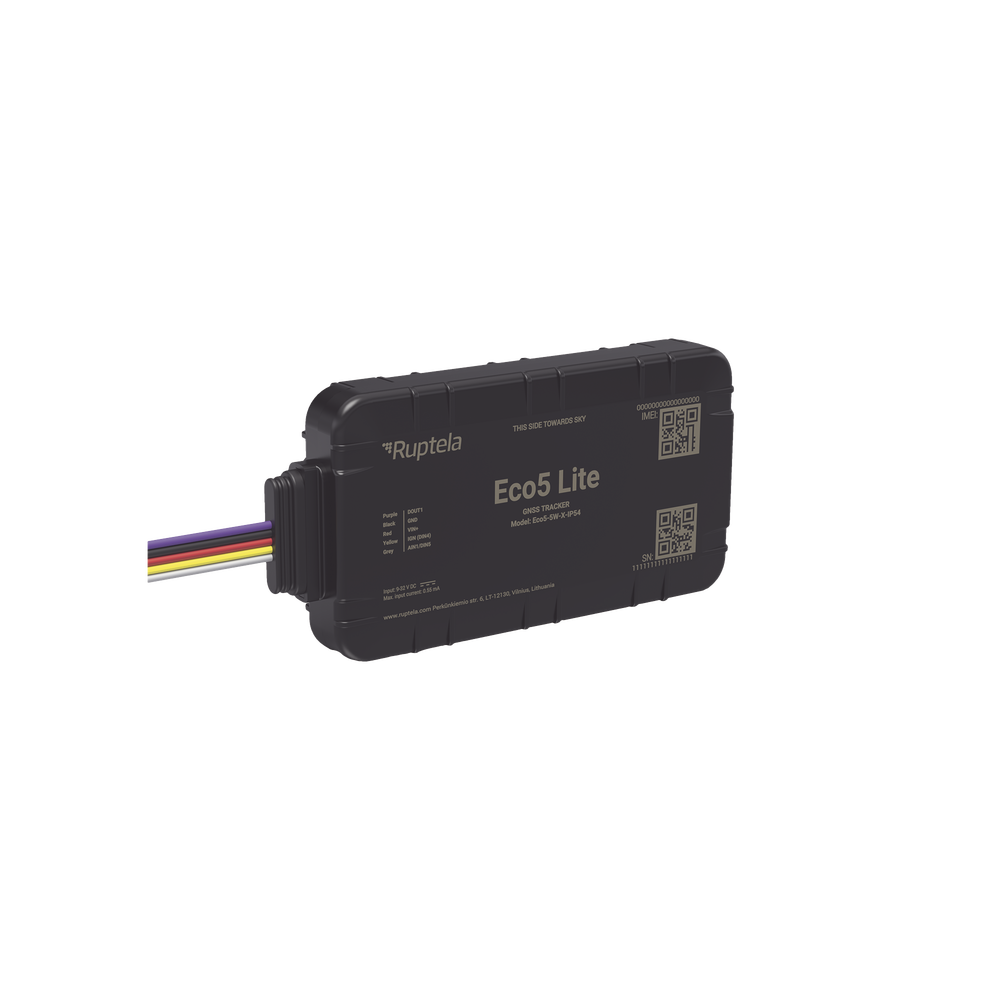 Rastreador Vehicular y Monitoreo de Flota / BLE 5.0 y GNSS / LTE CAT1 y LTE-M con Respaldo 2G / GNSS U-blox / MiKado IP54 / -20 °C a +40 °C / Acelerómetro de 3 Ejes / Suministro 9-32 V / Batería Interna