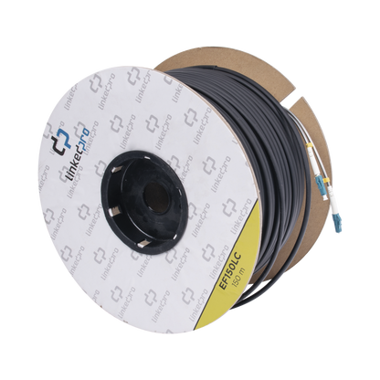 Carrete de Fibra Óptica Monomodo con Conectores LC-LC Duplex, Reforzada con Kevlar, de 150 Metros (492.13 Pies), Para Instalaciones Subterráneas por Tubería