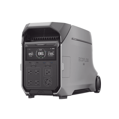 Estación de Energía Portátil DELTA PRO3 / 4096Wh Litio LFP / 5 AC 4000W (8000W Pico) / 2 USB-C 100W / Capacidad para Aumentar Respaldo / Cargador de Coche 10A a 12.6V / Conectividad WiFi y Bluetooth (App) / Carga Solar 2600W Max. (2 P