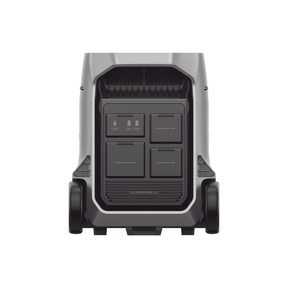 Estación de Energía Portátil DELTA PRO3 / 4096Wh Litio LFP / 5 AC 4000W (8000W Pico) / 2 USB-C 100W / Capacidad para Aumentar Respaldo / Cargador de Coche 10A a 12.6V / Conectividad WiFi y Bluetooth (App) / Carga Solar 2600W Max. (2 P