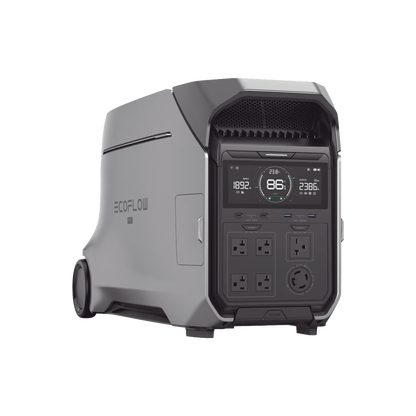 Estación de Energía Portátil DELTA PRO3 / 4096Wh Litio LFP / 5 AC 4000W (8000W Pico) / 2 USB-C 100W / Capacidad para Aumentar Respaldo / Cargador de Coche 10A a 12.6V / Conectividad WiFi y Bluetooth (App) / Carga Solar 2600W Max. (2 P