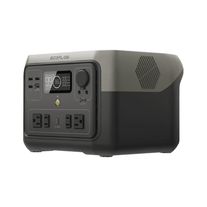 EcoFlow River 2 Max | Estación de Energía Portátil 512Wh Litio LFP / 4 AC 500 W (Max. 1000W) / 1 USB-C 100W / 3 USB -A 12W / Cargador de Coche 8A a 12 o 24V / Conectividad WiFi y Bluetooth (App) / Carga Solar 220W Max.