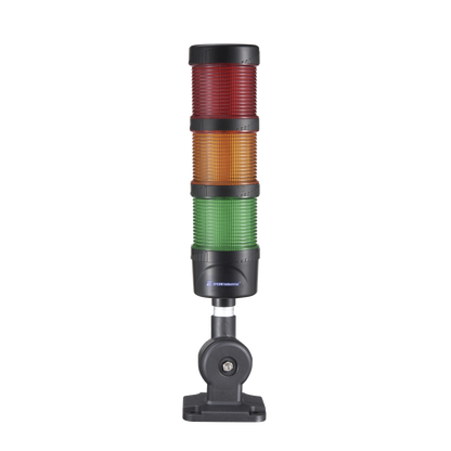 Torre LED Indicadora de estado de 3 niveles color Rojo, Ámbar y Verde, con Buzzer integrado a 85 dB,  a 24 VCD con Montaje incluido de 60 mm de diámetro