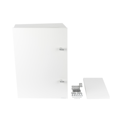 Gabinete para instalación de 2 Baterías PL110D12, Fabricado en Lámina Galvanizada, Accesorios para piso o poste (No incluidos)