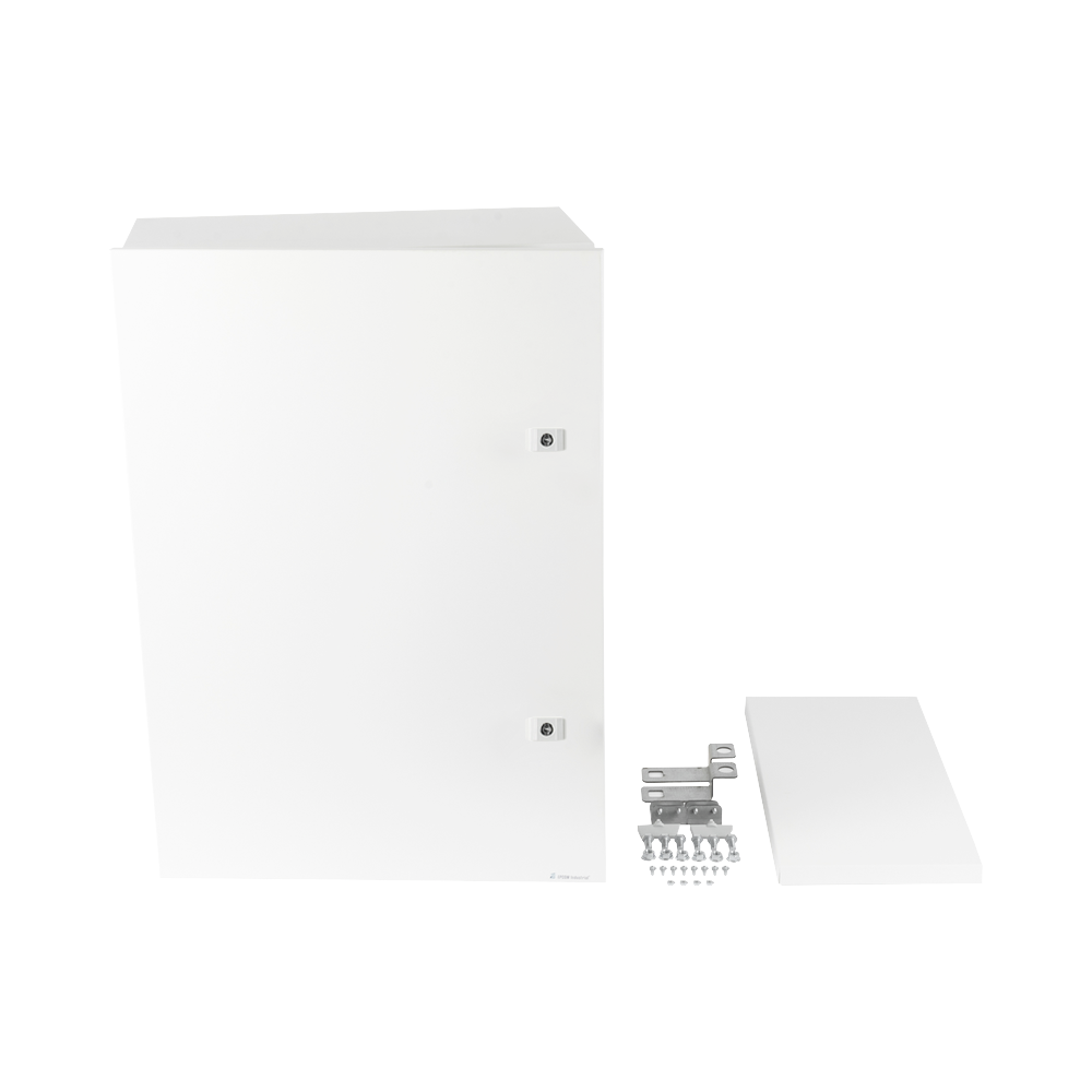 Gabinete para instalación de 2 Baterías PL110D12, Fabricado en Lámina Galvanizada, Accesorios para piso o poste (No incluidos)