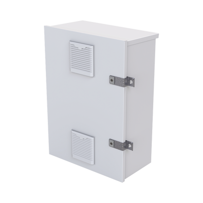 Gabinete para instalación de 2 Baterías PL110D12, Fabricado en Lámina Galvanizada, Accesorios para piso o poste (No incluidos)