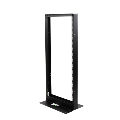 Rack de 2 Postes, Estándar 19", 24 Unidades, Fabricado en Acero, Base "L" para Anclar a Piso.