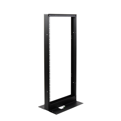 Rack de 2 Postes, Estándar 19", 24 Unidades, Fabricado en Acero, Base "L" para Anclar a Piso.