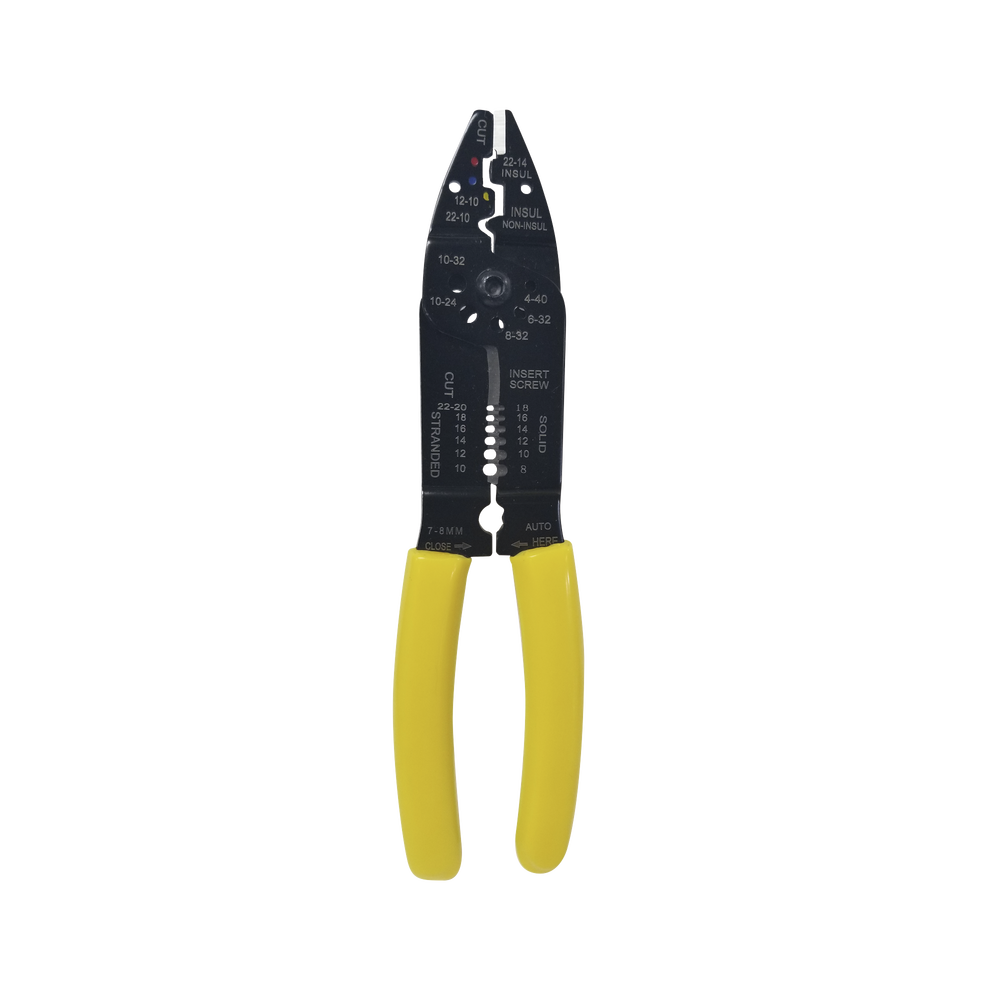 Pinza Cortacables / Pelacables 10 a 22 AWG con Plegador de Conectores.