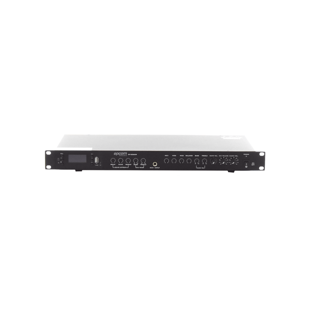 Amplificador de Audio | 2 x 60W | Baja Impedancia 4 - 8? | Reproductor Bluetooth, USB, SD | Efectos Integrados Delay, Echo, Repeat