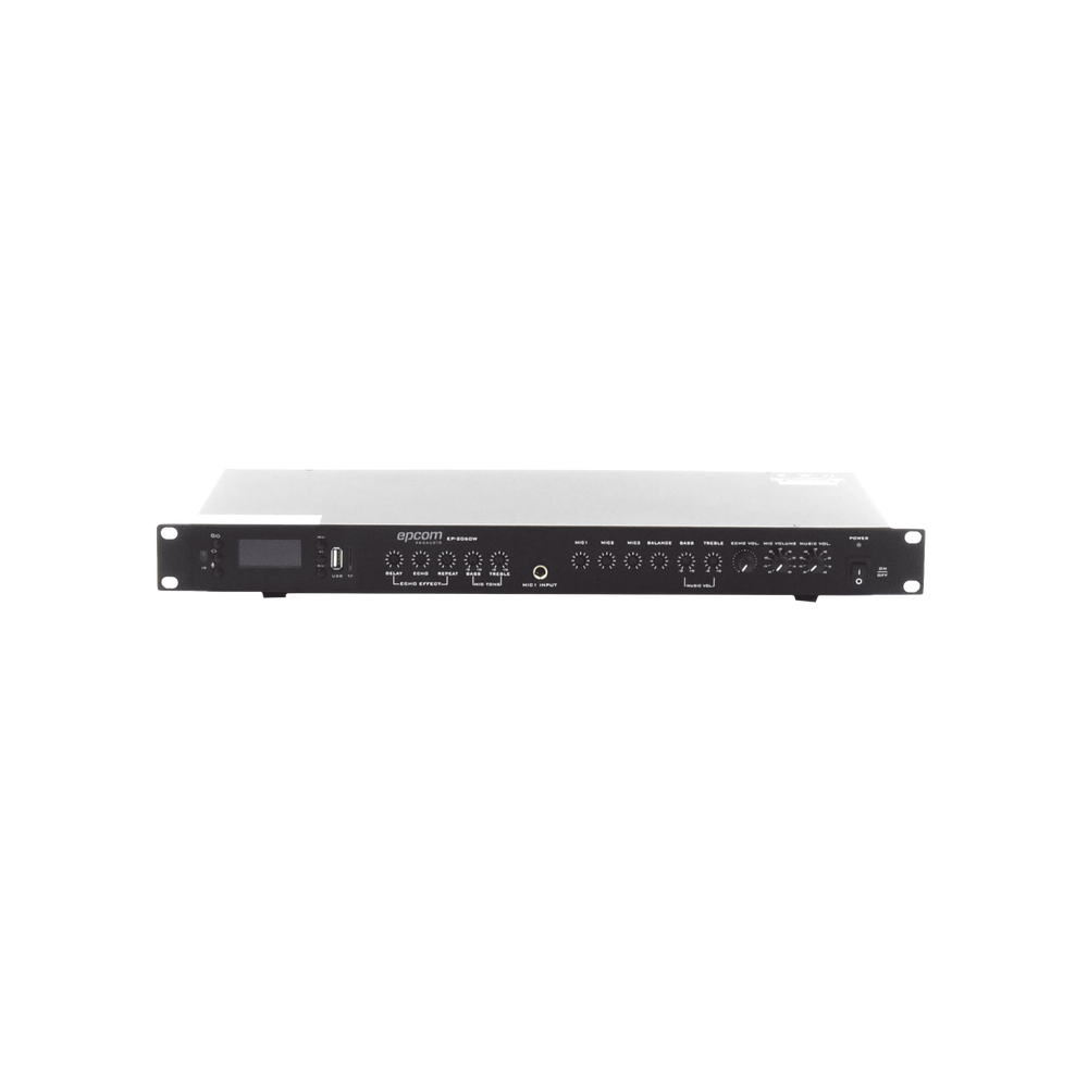 Amplificador de Audio | 2 x 60W | Baja Impedancia 4 - 8&Omega; | Reproductor Bluetooth, USB, SD | Efectos Integrados Delay, Echo, Repeat