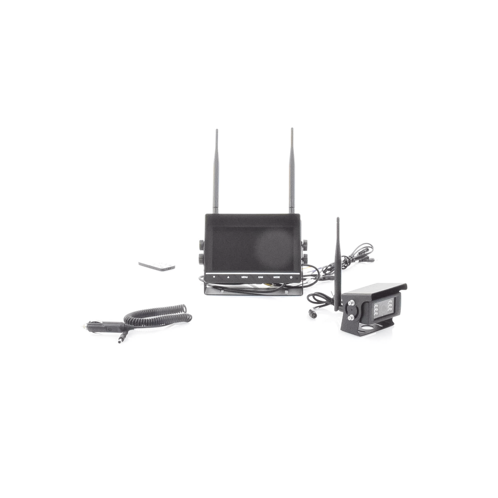 Sistema Profesional Inalámbrico de Cámara de Reversa Infrarroja y Monitor de 7" para Vehículos de Trabajo y Montacargas