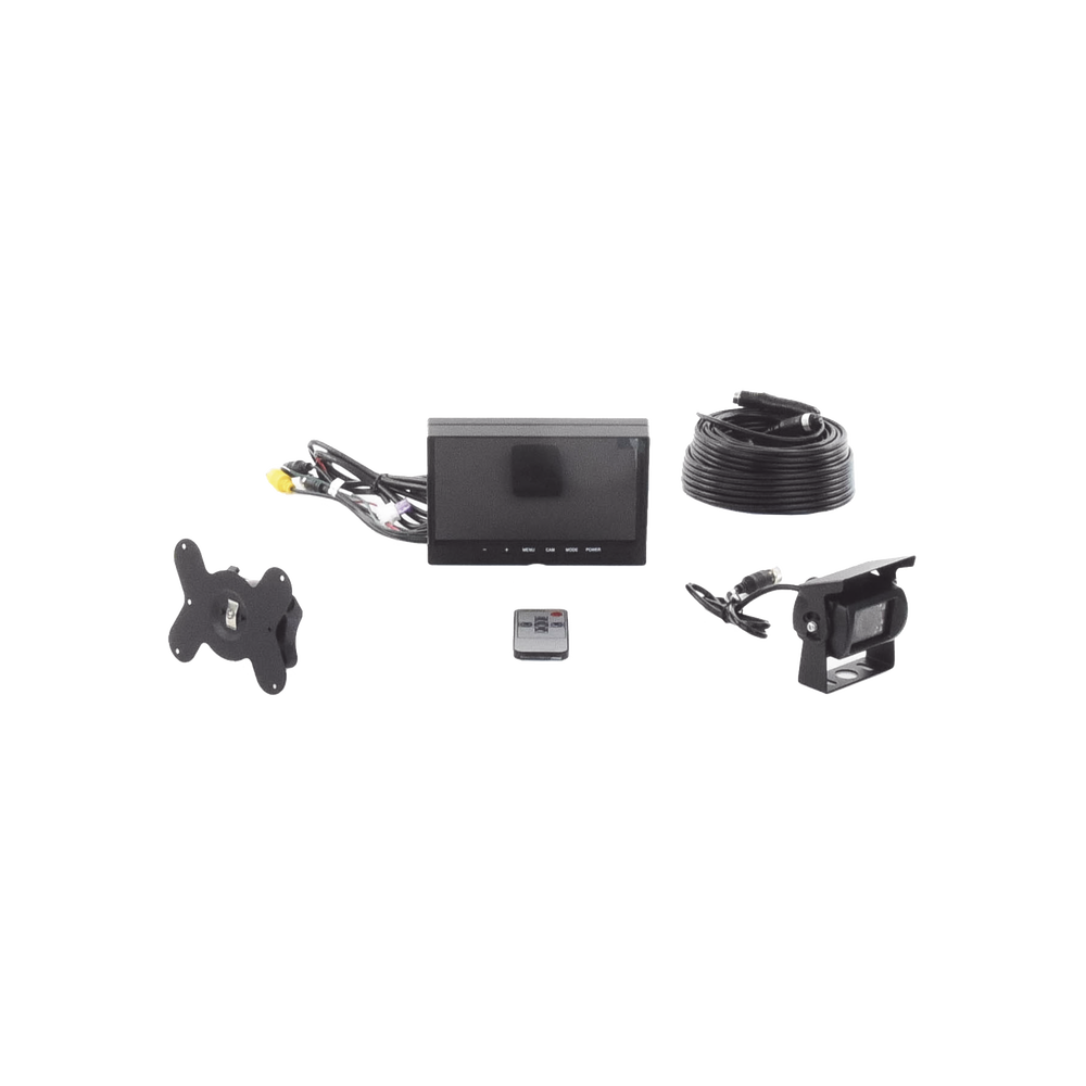 Sistema Profesional de Cámara de Reversa y Monitor Alámbrico para Vehículos de Trabajo y Montacargas