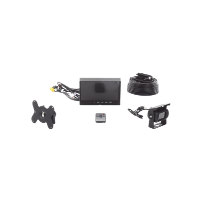 Sistema Profesional de Cámara de Reversa y Monitor Alámbrico para Vehículos de Trabajo y Montacargas
